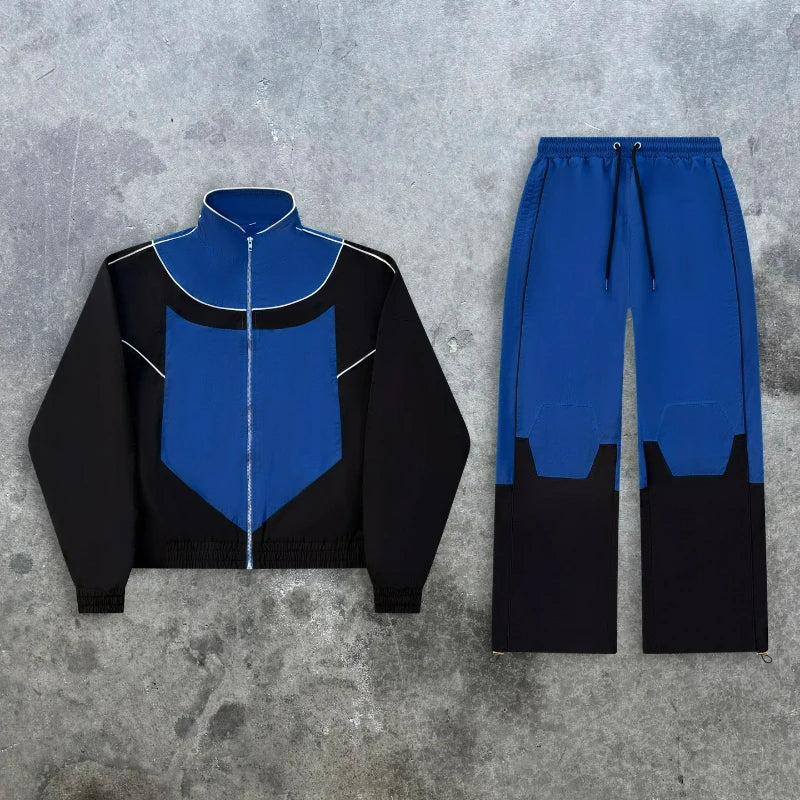 Y2K Color Block Tracksuit Set – Unisex Retro 90s Streetwear