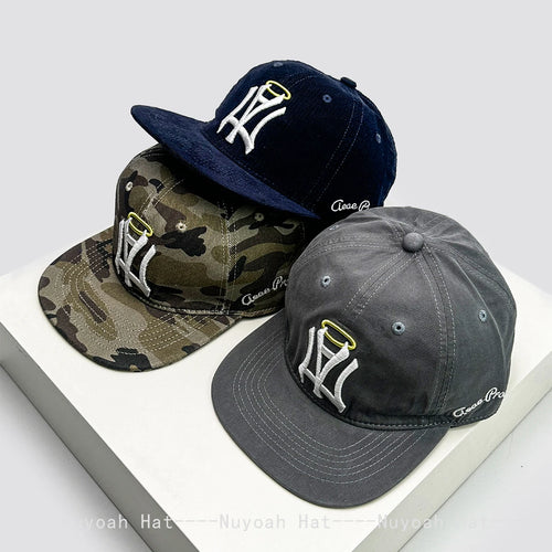 Gothic Angel Halo Embroidered Snapback Cap – Korean Street Style Hat