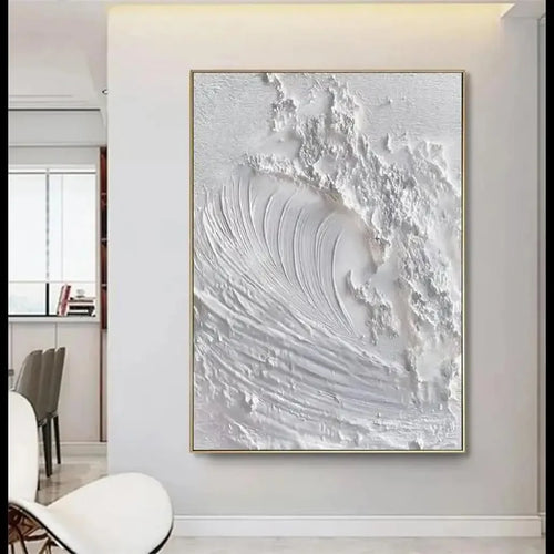 White Abstract Textured Canvas Poster – Minimalist Wabi-Sabi Wall Art