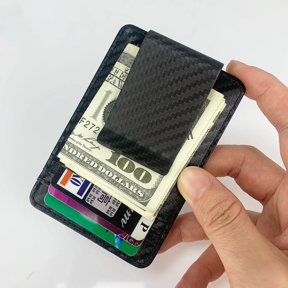 Carbon Fiber Money Clip Slim Card Holder Wallet for Men
