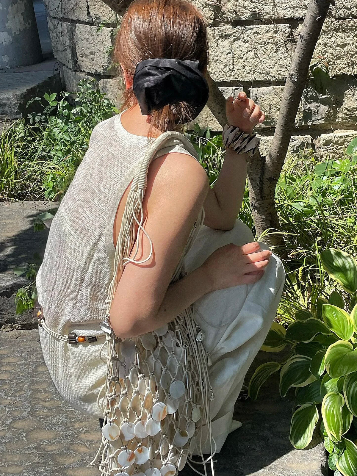 Shell Tassel Woven Hobo Bag – Handmade Shoulder Handbag