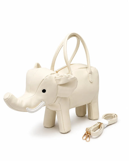 Creative Handbag Elephant Shape Shoulder Bag Pu Versatile Zipper Luxury Retro Casual Messenger