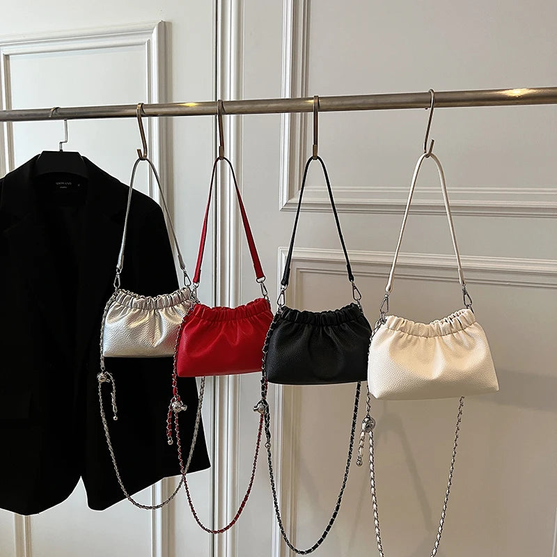 New Luxury Small PU Leather Solid Color Handbags