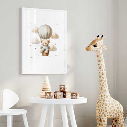 Teddy Bear Adventure Nursery Wall Art Print – Kids Poster