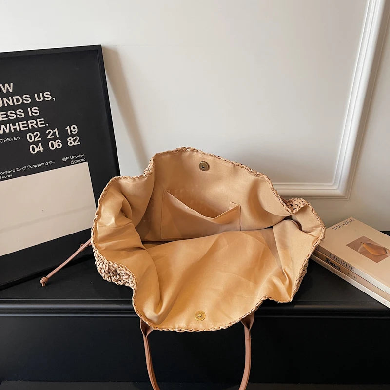 Straw Woven Beach Tote Bag for Women