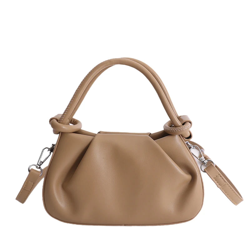 Small Cloud Crossbody Bag for Women – Ruched Leather Purse