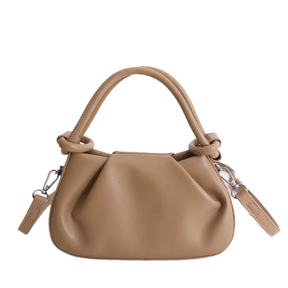 Small Cloud Crossbody Bag for Women – Ruched Leather Purse