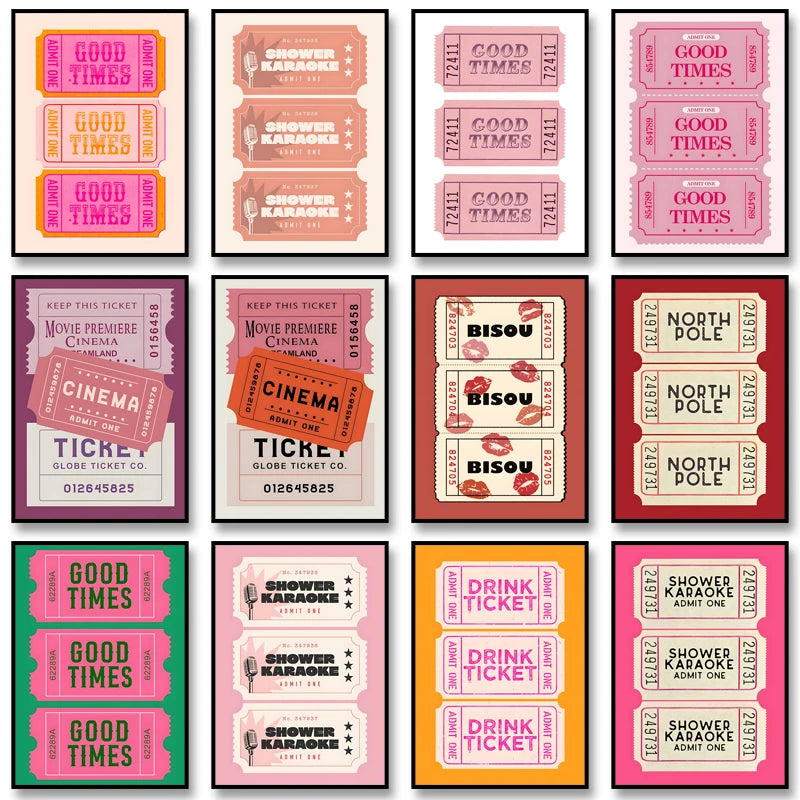 Shower Karaoke Admit One Poster – Funny Retro Bathroom Wall Art