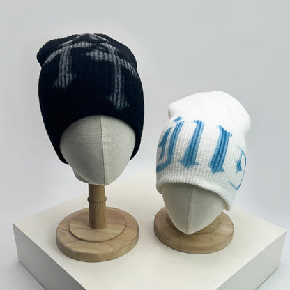 Gothic Knit Beanie – Y2K Dark Aesthetic Winter Hat