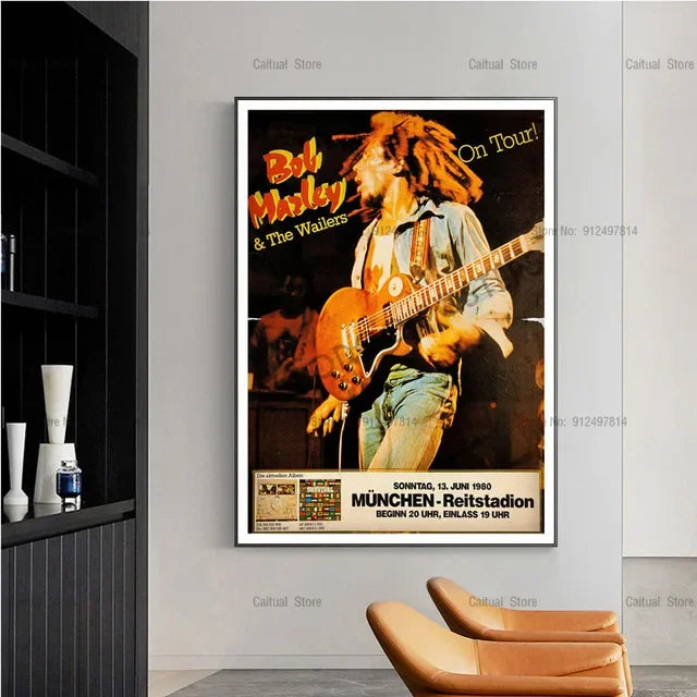 Bob Marley Black & White Canvas Wall Art Print – Music Legend Poster