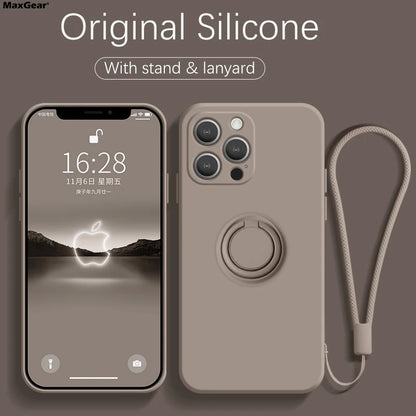 Liquid Silicone Ring Holder Phone Case – iPhone 11 to 17 Series