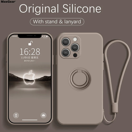 Liquid Silicone Ring Holder Phone Case – iPhone 11 to 17 Series