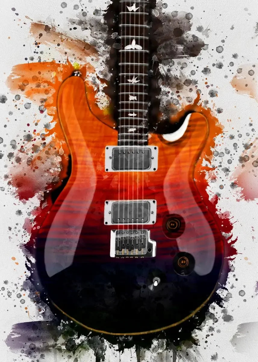 Electric Guitar on Fire Wall Art Print – Music Poster