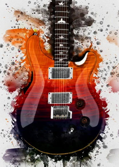 Electric Guitar on Fire Wall Art Print – Music Poster