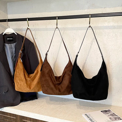 Women PU Suede Shoulder Bag Winter Retro Soft Hobo Bag