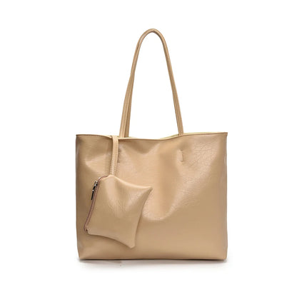 PU Leather Tote Bag – Large Capacity Shoulder Bag for Women