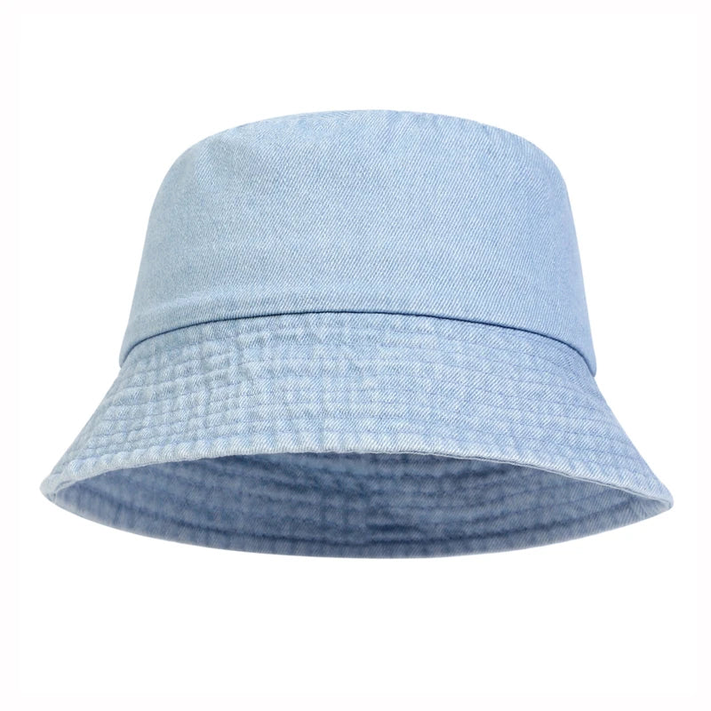 Unisex Washed Cotton Bucket Hat – Sun Protection Outdoor Cap