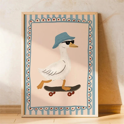 Boho Cat Bicycle Wall Art Poster – Kids Nursery Print
