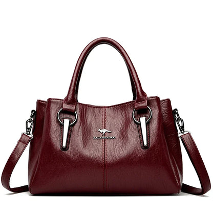 Leather Shoulder Bag – Women's Luxury 3-Layer Crossbody
