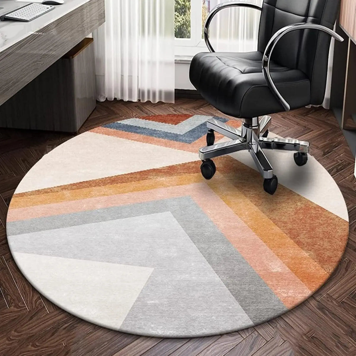 Round Area Rug – Non-Slip Nordic Geometric Carpet for Office & Living Room