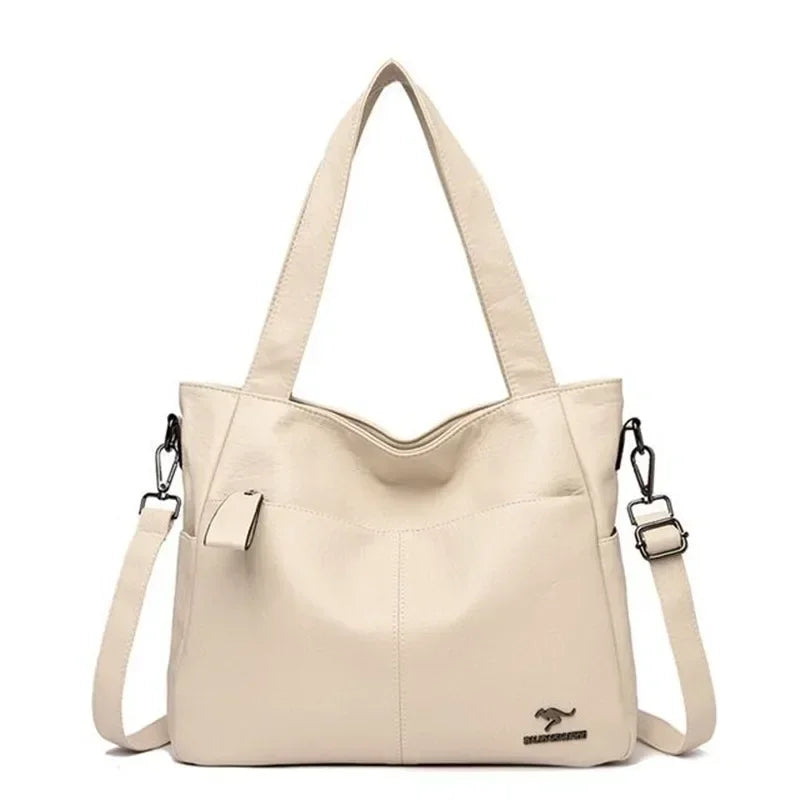 Women's Leather Tote Bag – Top Handle Shoulder Handbag