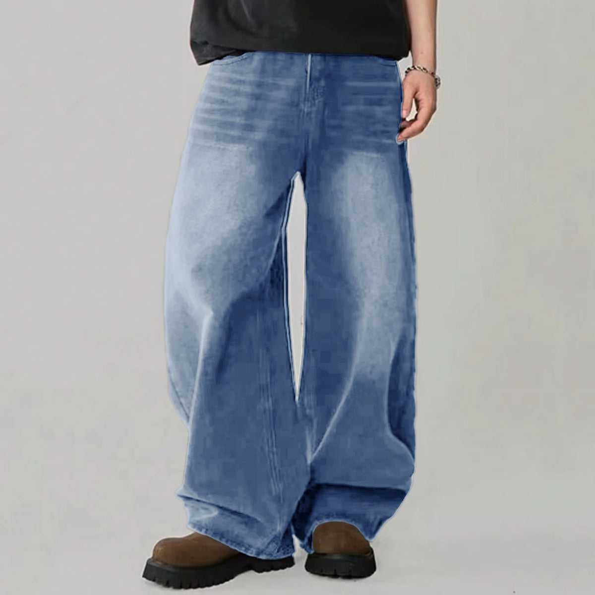 Baggy Wide Leg Men's Jeans – Street Style Loose Fit Denim Pants