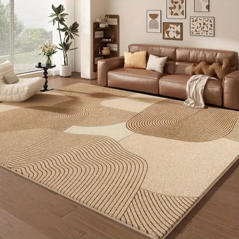 Modern Cream Abstract Area Rug – Soft Living Room & Bedroom Carpet
