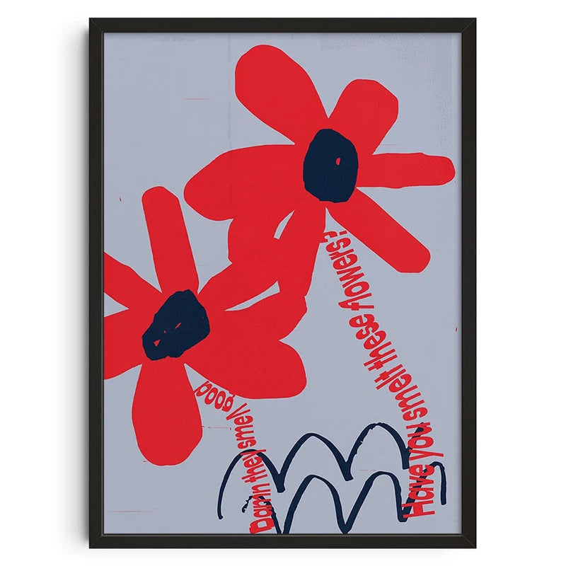 Retro Floral Bouquet Canvas Wall Art – Mid-Century Poster Print