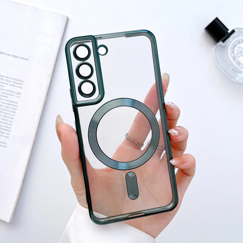 Magnetic Clear Case for Samsung Galaxy S21 S22 S23 Ultra Plus | Wireless Charging Compatible