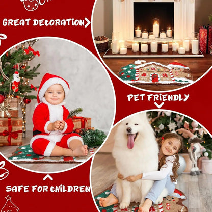 Christmas Gingerbread House Rug – Soft Fluffy Holiday Floor Mat