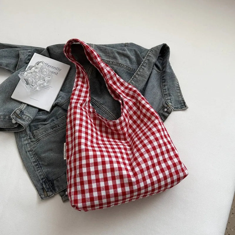 Korean Vintage Plaid Underarm Bags