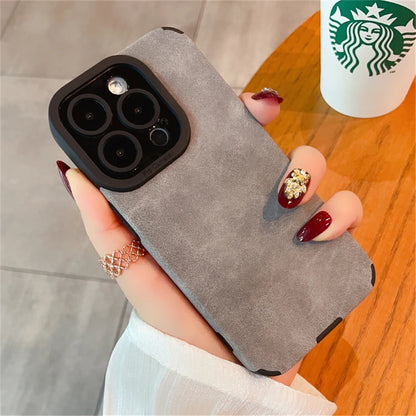 Luxury Matte Leather Silicone iPhone Case – iPhone 11 to 15 Series