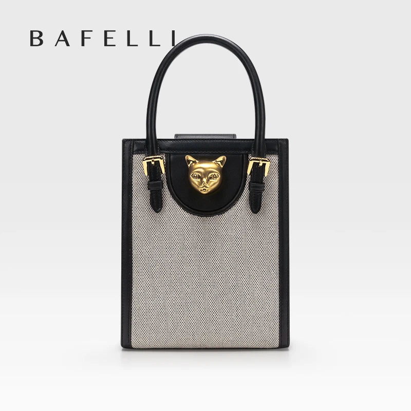 Mini Tote Crossbody Handbag – Cat Gold Hardware Saffiano Leather