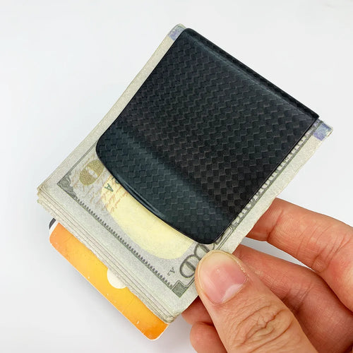 Carbon Fiber Money Clip Wallet – Matte Black Slim Card Holder