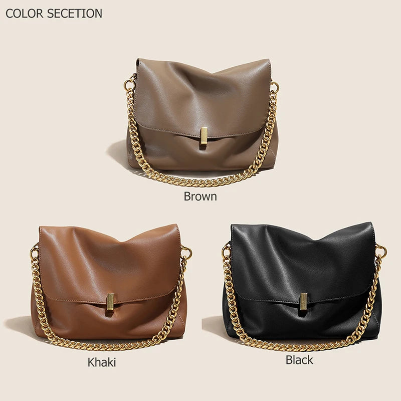 Trendy Genuine Cow Leather Shoulder Chain Bag