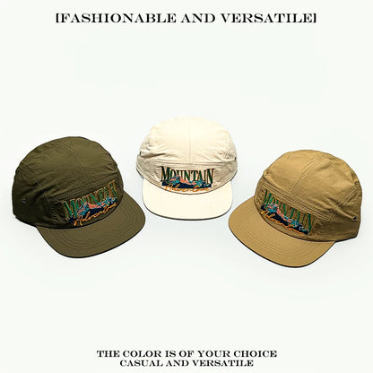 Mountain Adventure Embroidered 5-Panel Camp Cap – Quick-Dry Outdoor Hat