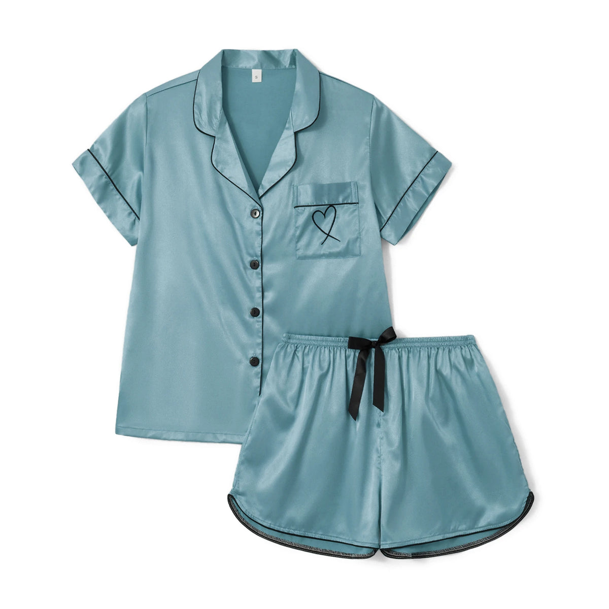 Satin Pajama Set for Women – Short Sleeve Sleepwear with Shorts