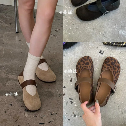 Leopard Print Mary Jane Flats for Women