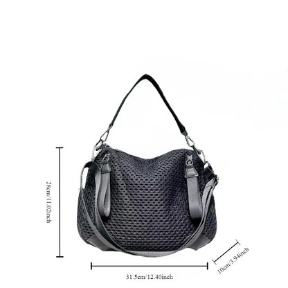 Neutral Mesh Spliced Nylon Shoulder Bag