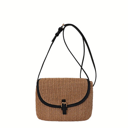 Women's Straw Woven Crossbody Bag – Casual Summer Shoulder Bag