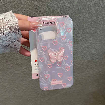 Motorola Moto Case Holographic Pink Pearl Heart 3D Cute Cover