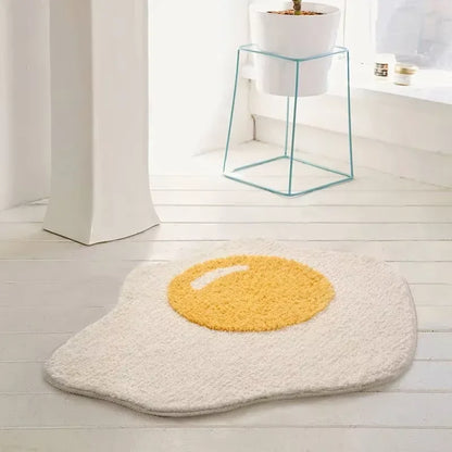 Fried Egg Bath Mat – Soft Non-Slip Bathroom & Bedroom Rug