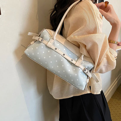 Polka Dot Top Handle Bag – Korean Style Contrast Color Crossbody