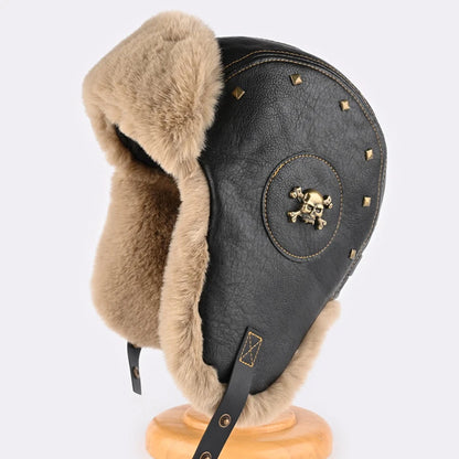 Skull Bomber Hat – Faux Fur Trapper Hat with Earflaps