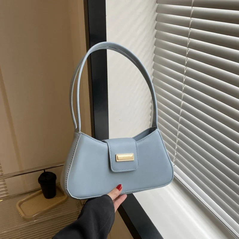 Minimalist Shoulder Bag for Women Simple Solid Color Underarm Bag