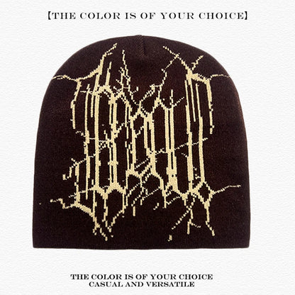 Spider Web Jacquard Beanie Hat – Dark Style Hip Hop Knit Cap