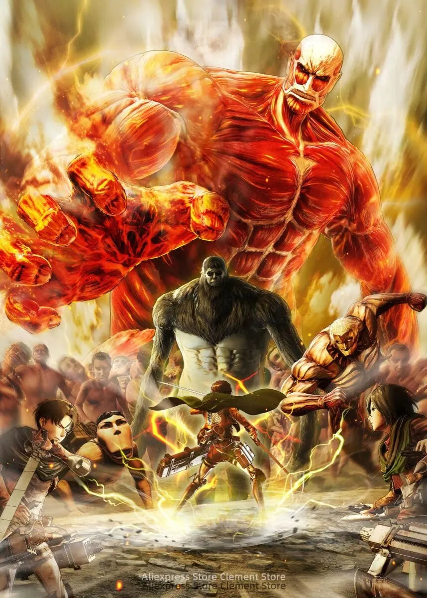 Attack on Titan Anime Wall Art Poster – Levi Ackerman & Eren Yeager Canvas Print