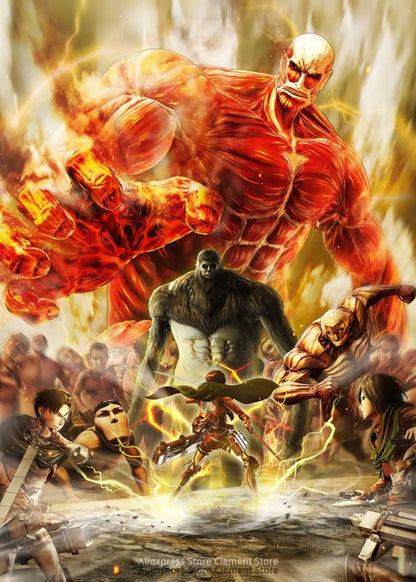 Attack on Titan Anime Wall Art Poster – Levi Ackerman & Eren Yeager Canvas Print