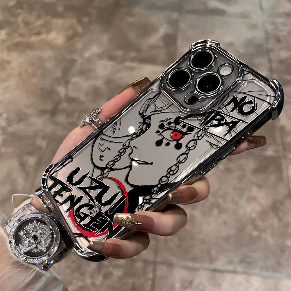 Demon Slayer Anime iPhone Case – Electroplated Chrome Design
