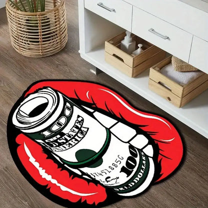 Lips & Money Graphic Area Rug – Indoor Outdoor Door Mat